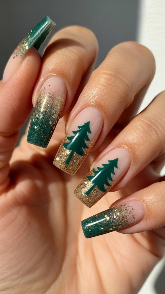 29 Magical Christmas Tree Nail Designs You’ll Adore