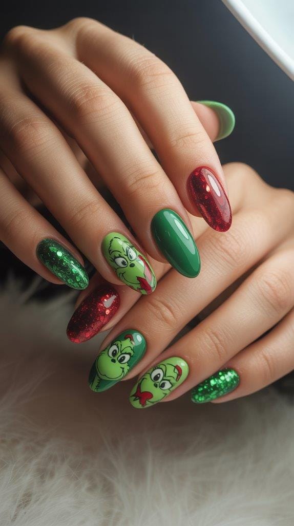 29 Festive Grinch Nails Designs For Christmas Magic ✨