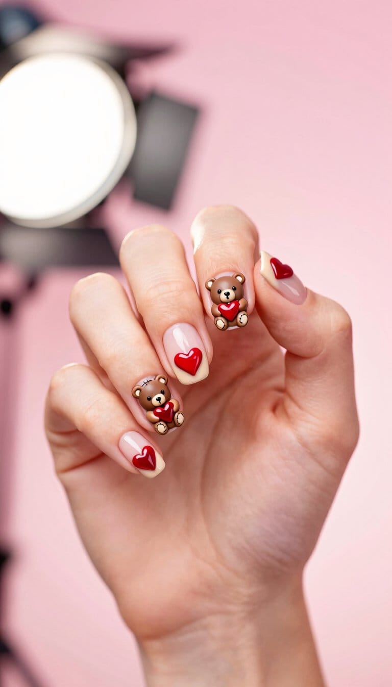 17. Teddy Bear Nail Art