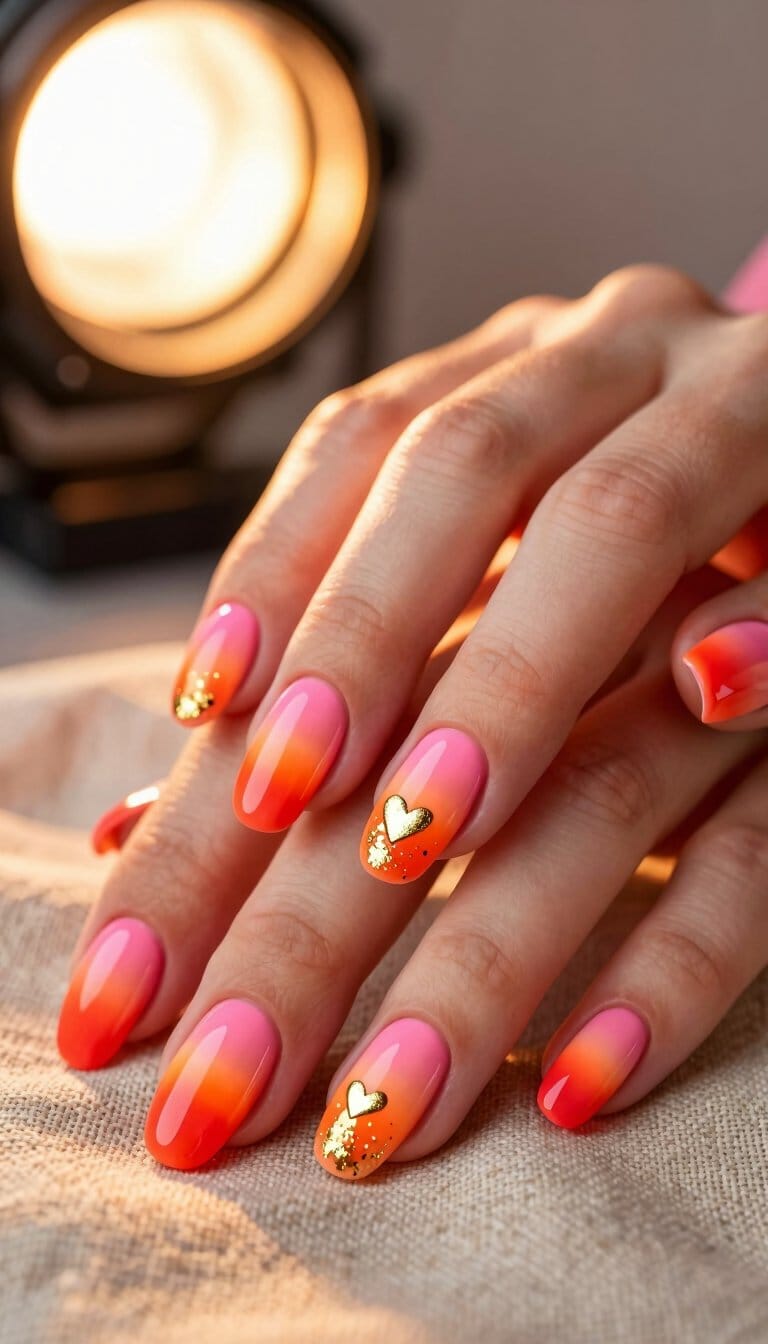 26. Sun-Kissed Valentine Nails