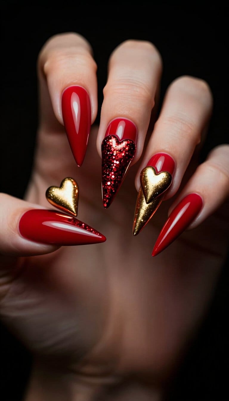 21. Stiletto with Heart Tips