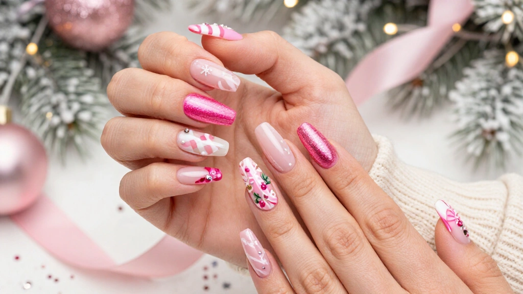18 Pink Christmas Nails Acrylic Designs That Sleigh Every Holiday Party